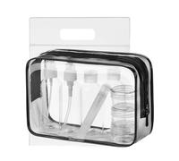 MOCOCITO Neceser Transparente con 8 Botellas de Viaje (MAX.100ml) y 1 Bolsa de Vuelo para Líquidos (20x20 CM,1L), Bolsa de Cosméticos Impermeable para Hombre y Mujer