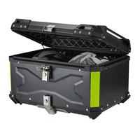 MOCOERL Baúl para Motocicleta Universal, Top Case Moto de Aluminio Impermeable, con Respaldo Cerradura de Seguridad, Caja Trasera para Casco Negro(65L) 705B