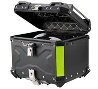 MOCOERL Baúl para Motocicleta Universal, Top Case Moto de Aluminio Impermeable, con Respaldo Cerradura de Seguridad, Caja Trasera para Casco Negro(45L) 702B