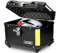 MOCOERL Maleta para Moto, Baúl de Moto Gran capacidad-45 L, Resistente al Agua, Plástico ABS, Soporte de fijación Universal, para Almacenamiento Casco, Negro
