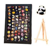 Mocoli Expositor De Pins, Soporte De Exhibición De Insignias 35x24x5 CM Colector De Pins De Madera con Ventana Transparente Vitrina con Cerradura para Pin De Pecho Medalla Insignia Joyería