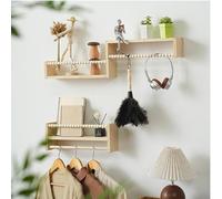 Mocoli LibreríA Infantil, EstanteríA De Pared De 3 Piezas para HabitacióN Infantil con Cuentas De Madera EstanteríA Flotante para Libros Marcos De Fotos Y Adornos para Cocina Dormitorio SalóN Y BañO