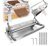 Mocoli Máquina Peladora Cuero, Máquina Peladora Cuero Manual Acero Inoxidable Herramienta Peladora Cuero 18cm Manual Precisa Cortadora Cuero Espesor Ajustable Máquina Cortadora Cuero con 5 Cuchillas