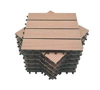 Mocosy 11pcs 1m² WPC Baldosas de suelo entrelazadas para jardín, terraza, balcón, césped, madera, plástico, compuesto, suelo, baldosas (rojo marrón)