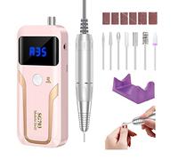 MOCOWIND Taladro de uñas portátil profesional 35000 RPM, máquina de lima de uñas eléctrica recargable sin cable para pulido de gel acrílico con kit de brocas para salón de manicura en el hogar, color