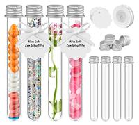 Mocraft 30 tubos de ensayo con cierre de rosca, mini tubo de ensayo de plástico para flores, tubo de ensayo transparente de plástico con colgante de papel kraft para dulces, regalo de boda