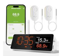 MOCREO Termómetro remoto WiFi para congelador, 1/3 milla de largo alcance, con sonda impermeable IP67, alerta de correo electrónico de aplicación, con concentrador de monitor digital, 2 sensores de