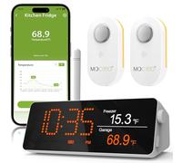 MOCREO Termómetro remoto WiFi para congelador, 1/3 milla de largo alcance, IP66 impermeable, alerta de correo electrónico de aplicación, con concentrador de monitor digital, 2 sensores de temperatura