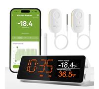 MOCREO Termómetro y alarma para congelador con mando a distancia WiFi, 1/3 milla de largo alcance, sonda impermeable IP67, alarma por correo electrónico, con monitor digital, 2 sensores de temperatura