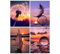 Mocrop 30 x 40 cm, 4 unidades 5D Diamond Painting Suite Crepúsculo y puesta de sol DIY Diamond Painting Adultos Juego de manualidades para niños Kits completos para salón y dormitorio Decoración de