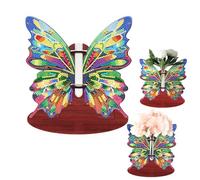 Mocrop 5D Diamond Painting Butterfly Deko Desktop - Florero de mariposa, pintura de diamantes para adultos, juego de manualidades para niños, adecuado para el hogar, oficina, adornos de escritorio