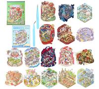Mocrop Juego de 16 pegatinas 3D de tamaño grande, pegatinas para casa para niños, libro de pegatinas de escena, con 2 pinzas, manualidades creativas, regalos para niños, pegatinas casuales 18,5 x 23