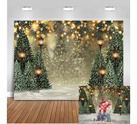 Mocsicka Telón de Fondo de Navidad de Invierno de 10 x 8 pies para fotografía, lámparas de Pino Verde Bokeh con Purpurina, telón de Fondo de Fotos de Navidad, Fotos Familiares para niños recién
