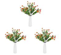 Mocturnity 24 Unids Flores Artificiales Plantas Al Aire Libre, 8 Ramas Faux Plastic Greenery Arbustos Plantas Colgando Maceta Cocina Hogar Boda Oficina JardíN Decoración Naranja