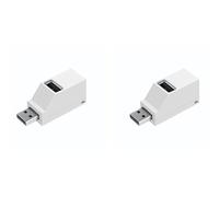 Mocturnity 2X USB 2.0 HUB Adapter Extender Mini Splitter Box 3 Puertos para PC Laptop Teléfono Móvil Lector de Disco U de Alta Velocidad,