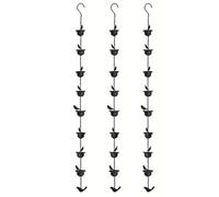 Mocturnity 3X Cadenas de lluvia para canalones de pájaros móviles en tazas campanas de lluvia de 7,8 pies con percha y pájaros atados