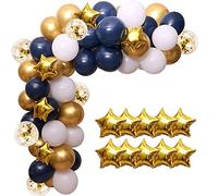 Mocturnity Guirnalda de Globos Azul Marino Globos de Helio con Estrella Dorada y Cromada de Globos de Fiesta de Azul Marino para Baby Shower DecoracióN de Fiesta