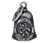 MOCY BELL - Campana de Moto Guardian Bell Saint-Christophe Acero Inoxidable Envejecido, Protector de Motociclista