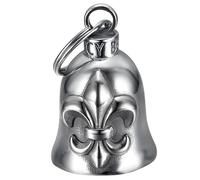 MOCY BELL - Campana de Motocicleta Fleur-DE-lis Amuleto MOCY BELL Acero Inoxidable Plateado