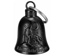 MOCY BELL - Campana Moto Lobo Ride with The Spirit - Guardian Bell Acero 316L Negro - Amuleto Motero
