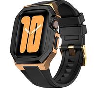 Mod Kit Case de acero inoxidable Compatible con Apple Watch 8 7 45 mm 44 mm, banda de reemplazo de reloj de correa de fluoración para accesorios de reloj Iwatch 654se