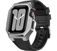 Mod Kit Case de acero inoxidable Compatible con Apple Watch 8 7 45 mm 44 mm, banda de reemplazo de reloj de correa de fluoración para accesorios de reloj Iwatch 654se