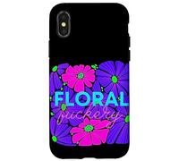 Mod Retro Colorido Adulto Floral Gen Z Pop Art Humor Sarcasmo Carcasa para iPhone X/XS