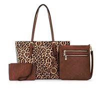 Moda 3 unids bolso conjunto leopardo impresión totalizador grande bolso de hombro oculto llevar bolso para las mujeres, 055 Leopardo