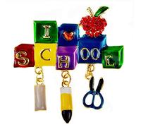 Moda Amo Escuela Semestre Broches Colorido Esmalte Tijeras Pluma Mochila Pasadores Pines Broche Estudiantes Joyería for niños Crystal Brooch