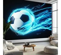 Moda Art Papel Tapiz Estilo Cinematográfico Onda Energía Futbolística Arte Mural de Papel Pintado 350x256 cm Fotomural Decoración de Papel Tapiz Fondo de Pared de Tv de Fotografía, Negro
