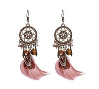 Moda Boho Dreamcatcher Pendientes Vintage para Mujer Temperamento Pluma Colgante Joyería Declaración Accesorios para las Orejas Nice