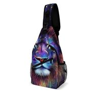Moda Bolso de Pecho Arte de león genial del rey animal psicodélico Bolso Bandolera Unisex Mochilas Cruzadas Trabajo Viajes Mujer