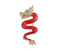 Moda Broche de dragón rojo del zodiaco chino, regalo de Año Nuevo, Pin de ramillete esmaltado pintado, insignia for hombres y mujeres Crystal Brooch