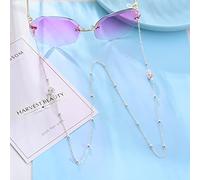 Moda Cadenas De Cristal Negro Gafas Cadena Mujer Retro Perla Flor Gafas De Sol Cordones Gafas Correa Para El Cuello,j