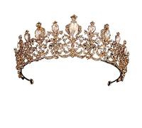 Moda Champagne Gold Color Crowns Accesorios para el cabello de la boda Luxury Reina de lujo Tiara Diadems Women Hair Jewelry Bride Party (Color: Champagne Gold-01)