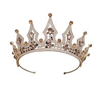 Moda Champagne Gold Color Crowns Accesorios para el cabello de la boda Luxury Reina de lujo Tiara Diadems Women Hair Jewelry Bride Party (Color: Champagne Gold-04)