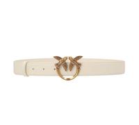 Pinko Love Berry H3 Belt Vitello Set Cinturón, Z14q_White Seta-Antique Gold, M Mujeres