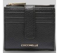 Moda Coccinelle Cartera Metálica Suave Mujer Negra De Piel