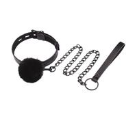 Moda collar de cuero y correa con la bola de felpa Sexy Accesorios de fiesta Gargantilla para las mujeres