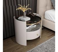 Moda de noche moderna con almacenamiento de cajones para el diseño de encimera doble de dormitorio y sala de estar con una práctica mesa lateral redonda de metal ideal para el uso del dormitorio
