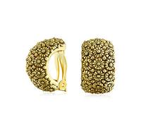 Moda Esculpido Girasol Flor Ancho Medio Aro Clip En Pendientespara Mujer No Pierced Orejas Oxidado Oro Tono Plateado