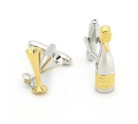 Moda Gemelos Gemelos de champán con diseño de botella de vino dorada de latón for hombre