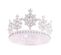 Moda Gold Silver Color Crystal Tiaras and Crowns Diadems de corona redonda de diálogo de corona adecuado para accesorios para el cabello de boda Traje de tocado (color: plata)