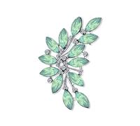 Moda Grande Aqua Verde Cristal Marquesa Hoja Collar Llamativo Alfiler Para Mujer Para Madre Latón Plateado