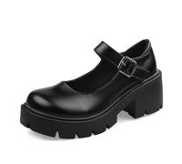 Moda Lolita Zapatos Mujeres Estilo Japonés Vintage Suave Hermana Niña Tacones Altos Plataforma Impermeable Universitario Estudiante Cosplay Zapatos de Disfraz, matte black, 37 EU