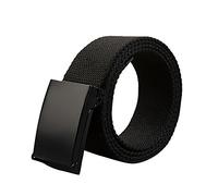 Moda lona fans cinturón hebilla militar hombres nylon cinturón mujeres automático, Negro , talla única