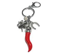 MODA MavillA Llavero de acero con cuerno de la suerte y colgante de caballo fabricado en Italia. Pulsera de acero emocional - frases, pensamientos, palabras con charms.