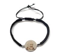 MODA MavillA Pulsera religiosa Padre Pio de acero, con grabado a láser, con caja de regalo, GENIAL, Acero inoxidable, Acero.