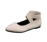 Moda Mujer Color sólido Suede Elástico Casual Zapatos Un Deslizamiento Temperamento Zapatos Cómodos, Blanco, 43 EU