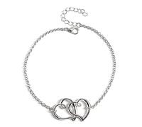 Moda Mujer Correa Tobillo Verano Tobillera de Doble Corazón Tobillera Plata Cadena de Tobillera Durable Creativo y Útil Lovely And Professional